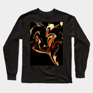 Caramel Smoke  - Digital Liquid Paint Swirls Long Sleeve T-Shirt